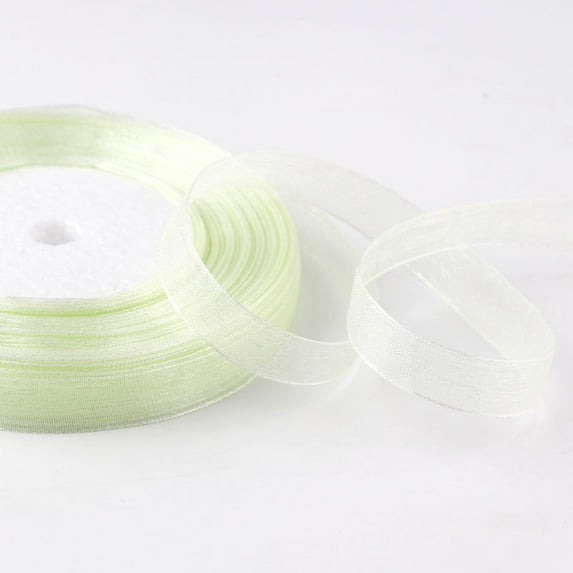 XmhyTop-A 49 Yards Organza Ribbon Roll,Sheer Transparent Satin Edge Ribbon for Gift Wrapping, Wedding, Party Craft Decor,Light Green