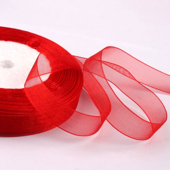 XmhyTop-A 49 Yards Organza Ribbon Roll,Sheer Transparent Satin Edge Ribbon for Gift Wrapping, Wedding, Party Craft Decor,Red