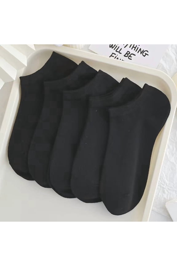 -A 5 Pairs Thin Breathable Ankle Socks Sport Athletic Low Cut Socks, Moisture Wicking Cotton Socks,Black