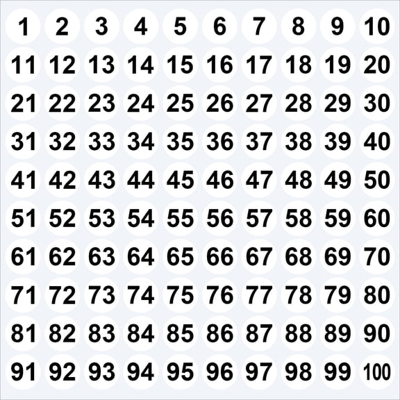 XmhyTop-A 5 Sheets Consecutive Number Stickers 2.5cm Round Self-Adhesive Number Labels 1-100, Coding Inventory Labels,Round Number Stickers,White