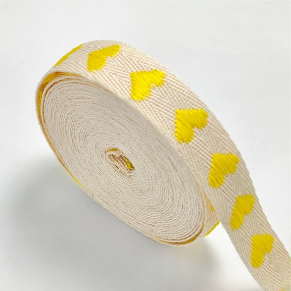 XmhyTop-A 5 Yards Cotton Twill Herringbone Ribbon Craft Ribbon for Sewing Gift Wrapping, 1.6cm Wide Natural Cotton Ribbon,Yellow
