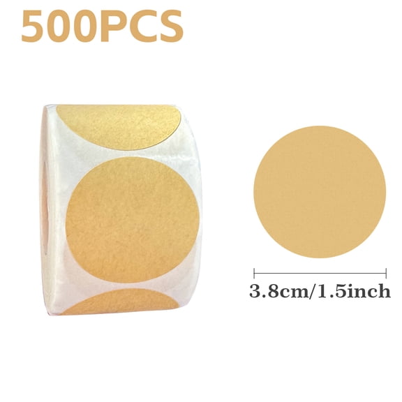 XmhyTop-A 500 Pcs 3.8cm Kraft Paper Sealing Labels All-Purpose Printer Stickers for Packaging, Jars, Gifts,Khaki