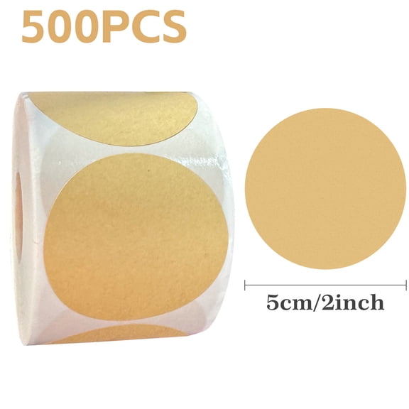 XmhyTop-A 500 Pcs 5cm Kraft Paper Sealing Labels All-Purpose Printer Stickers for Packaging, Jars, Gifts,Khaki