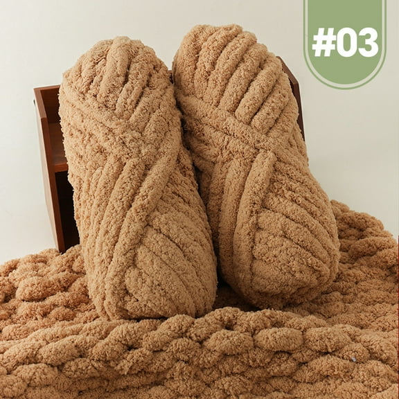 XmhyTop-A 500g Jumbo Cotton Acrylic Yarn Chunky Knitting Yarn for Hand Knitting, Soft Variegated Yarn,Brown