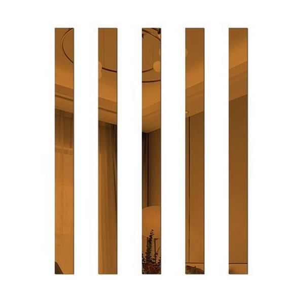 XmhyTop-A Acrylic Mirror Wall Sticker 5Pcs Flat DIY Wall Ceiling Edge Strip, Modern Living Room Background Decoration,Brown