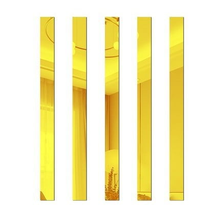 XmhyTop-A Acrylic Mirror Wall Sticker 5Pcs Flat DIY Wall Ceiling Edge Strip, Modern Living Room Background Decoration,Gold