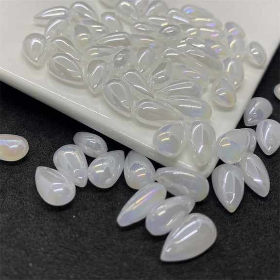 XmhyTop-A Approx 100Pcs Crystal Teardrop Charms Glass Teardrop Pendants for DIY Necklace House Decoration,AB White