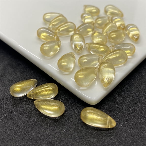 XmhyTop-A Approx 100Pcs Crystal Teardrop Charms Glass Teardrop Pendants for DIY Necklace House Decoration,Gold