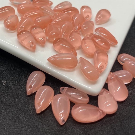 XmhyTop-A Approx 100Pcs Crystal Teardrop Charms Glass Teardrop Pendants for DIY Necklace House Decoration,Light Orange Red