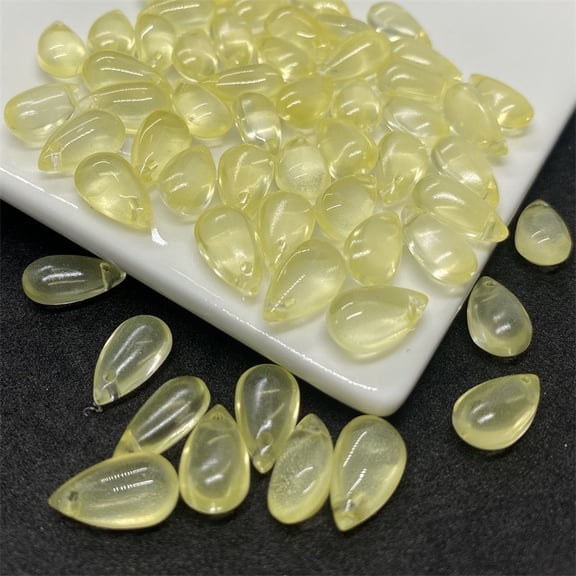 XmhyTop-A Approx 100Pcs Crystal Teardrop Charms Glass Teardrop Pendants for DIY Necklace House Decoration,Light Yellow