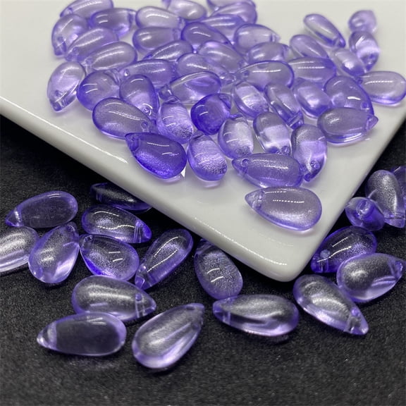 XmhyTop-A Approx 100Pcs Crystal Teardrop Charms Glass Teardrop Pendants for DIY Necklace House Decoration,Purple Silvery