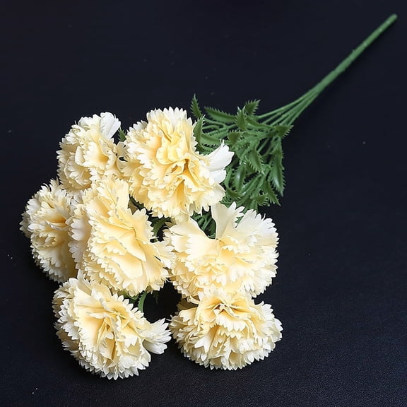 XmhyTop-A Artificial Carnations 2-Pack,Silk Decorative Carnations for Wedding Party Festival Home Decor,Light Yellow