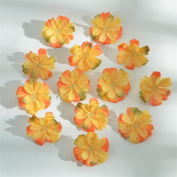 XmhyTop-A Artificial Flower Heads, Wedding Decoration Flowers, DIY Flower Heads 4*4cm, 10 Pcs,Silk Plum Blossoms for Crafts & Decor,Orange