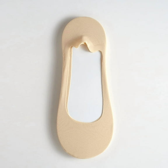 XmhyTop-A Beige No-Show Socks, 5 Pairs Invisible Non Slip Socks for Flats, One Size Hidden Socks