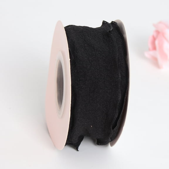 XmhyTop-A Black Ruffle Ribbon 9 yards Polyester Trimming Ribbon, Wrinkled Wave Edge for Christmas & Wedding Decor,Width: 4cm