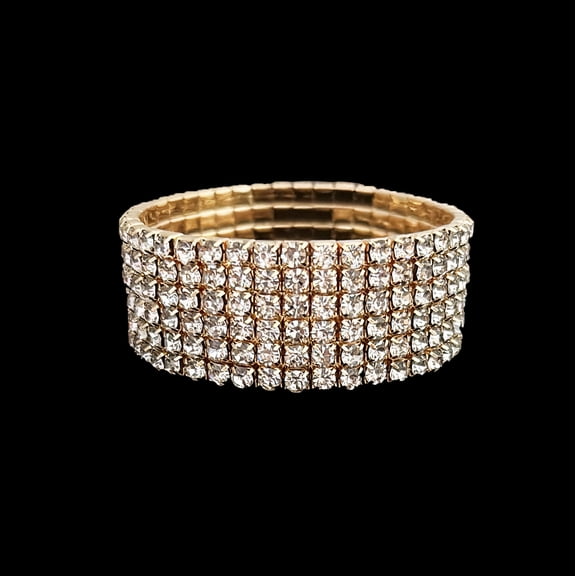 XmhyTop-A Bracelets Gold Rhinestone Bracelets, Stretch Stackable Sparkling Bracelets, 1 Piece, One-Size-Fits-Most, Ideal for Daily & Party Wear,6 Row