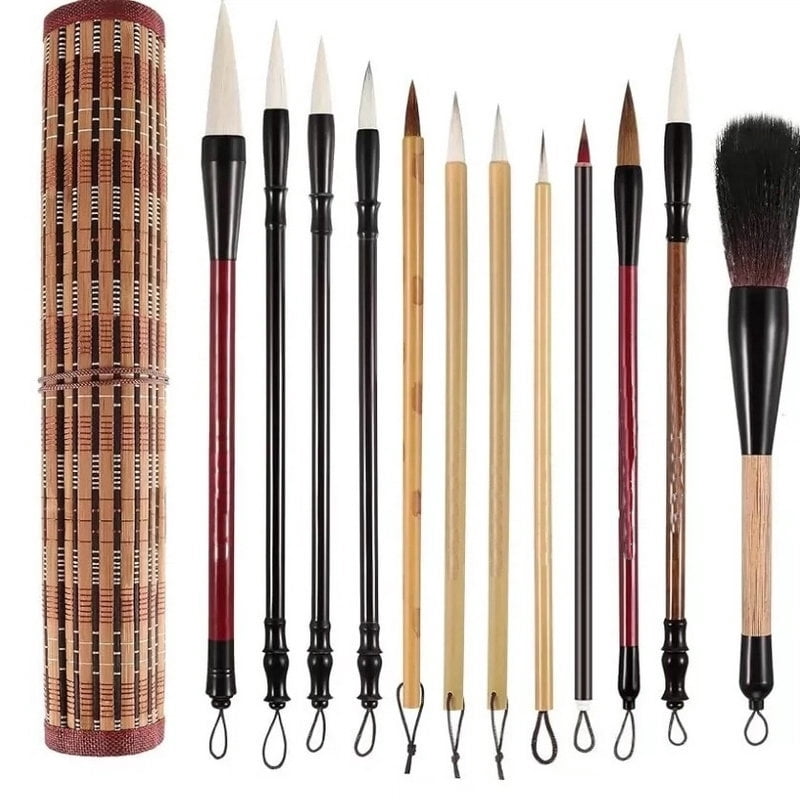 XmhyTop-A Calligraphy Brushes, 12-Piece Set Chinese Calligraphy Brushes, Watercolor Brushes Set for Kanji Writing, Drawing Brush Pen Use, Ideal for Beginners Art Enthusiasts,Style B