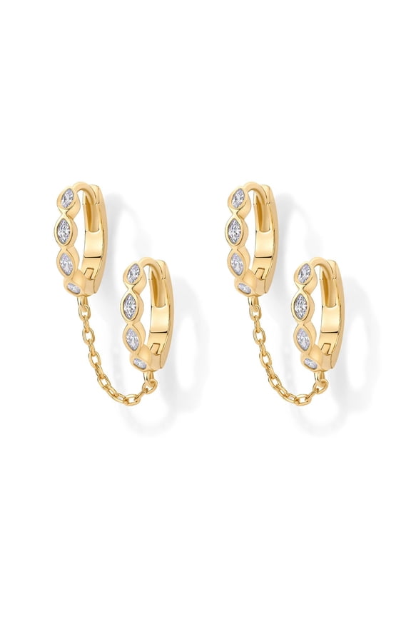 -A Chain Stud Earrings Trendy Minimalist for Multiple Piercing Hypoallergenic Earring-Golden B