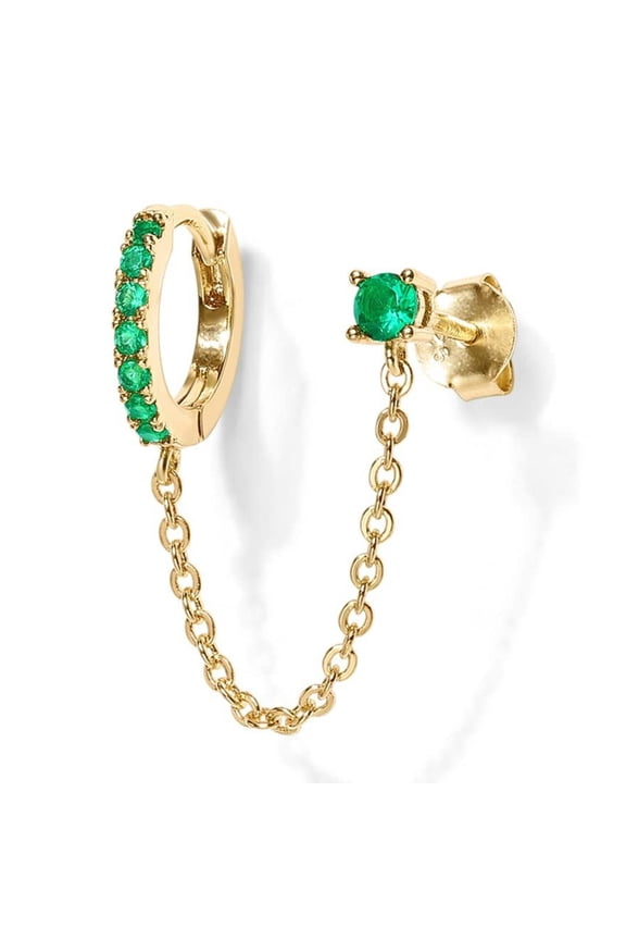 -A Chain Stud Earrings Trendy Minimalist for Multiple Piercing Hypoallergenic Earring-Golden C