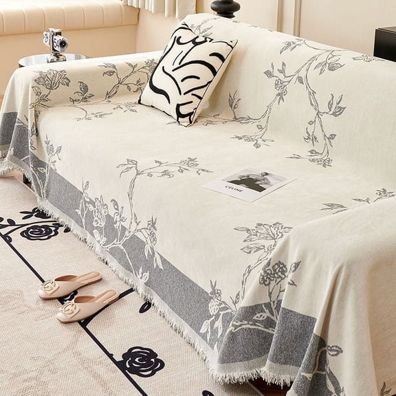 XmhyTop-A Couch Cover Chenille Sofa Covers Two-sided Sofa Towel Cover for Living Room Sofa Easy Fit Washable Furniture Sofa Protector 70.87*110.24inch (Grey)
