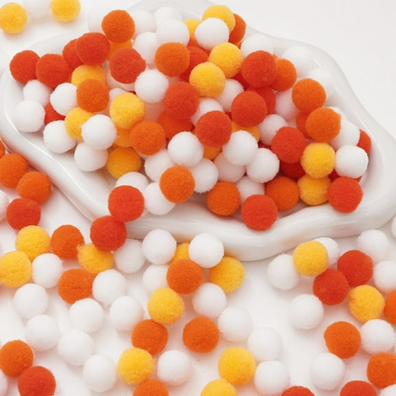 XmhyTop-A Craft Supplies 200 Pcs 1.5cm Fluffy Pompoms, DIY Decorations Party Decorations,for Crafts Holiday Party Decor Pompoms, Christmas Ornament Making Supplies,Orange