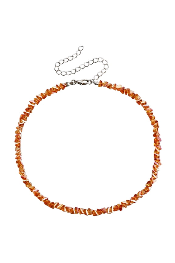 -A Crystal Beaded Necklace Orange Yellow Elegant Crystal Accents 1 Piece Fashion Jewelry Accessory