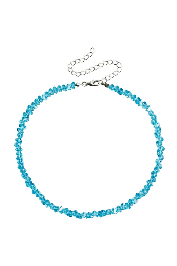-A Crystal Beaded Necklace Transparent Blue Elegant Crystal Accents 1 Piece Fashion Jewelry Accessory