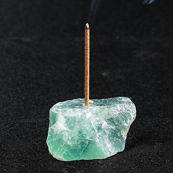 XmhyTop-A Crystal Incense Holder Set of 2 Rough Stone Incense Burner, Meditation Stone Decor for Aromatherapy, Yoga Serenity Stone Ornament,Light Green