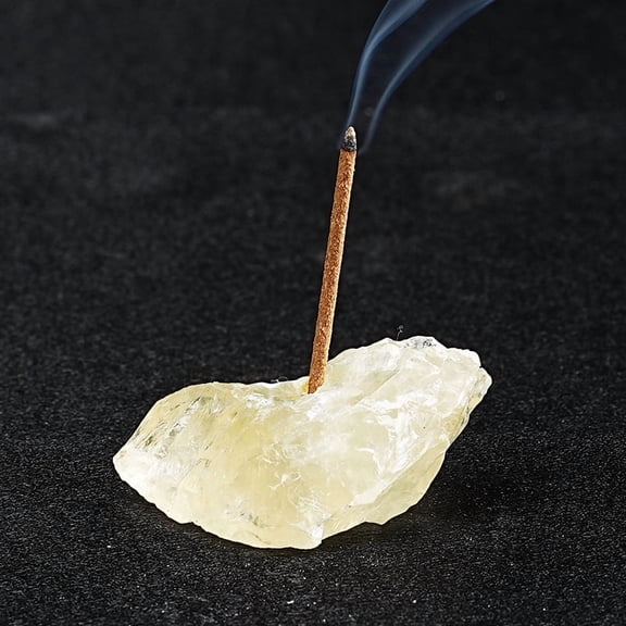 XmhyTop-A Crystal Incense Holder Set of 2 Rough Stone Incense Burner, Meditation Stone Decor for Aromatherapy, Yoga Serenity Stone Ornament,Light Yellow