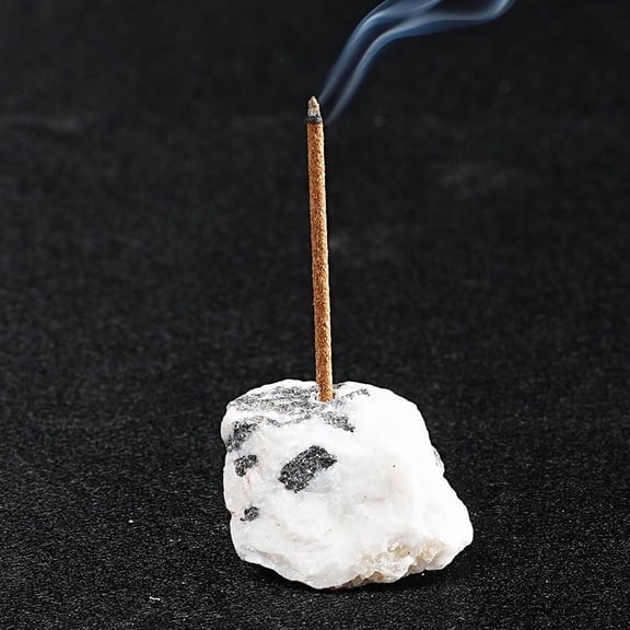 XmhyTop-A Crystal Incense Holder Set of 2 Rough Stone Incense Burner, Meditation Stone Decor for Aromatherapy, Yoga Serenity Stone Ornament,White A