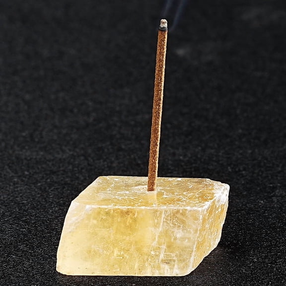 XmhyTop-A Crystal Incense Holder Set of 2 Rough Stone Incense Burner, Meditation Stone Decor for Aromatherapy, Yoga Serenity Stone Ornament,Yellow