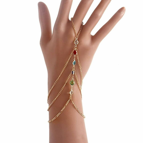 XmhyTop-A Dainty Bracelet, 1 Piece, Alloy Minimalist Hand Chain with Finger Ring, Layered Jewelry Elegant Everyday Accessory,D01