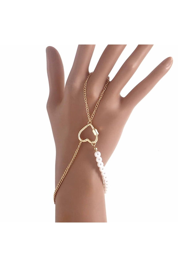 -A Dainty Bracelet, 1 Piece, Alloy Minimalist Hand Chain with Finger Ring, Layered Jewelry Elegant Everyday Accessory,D03