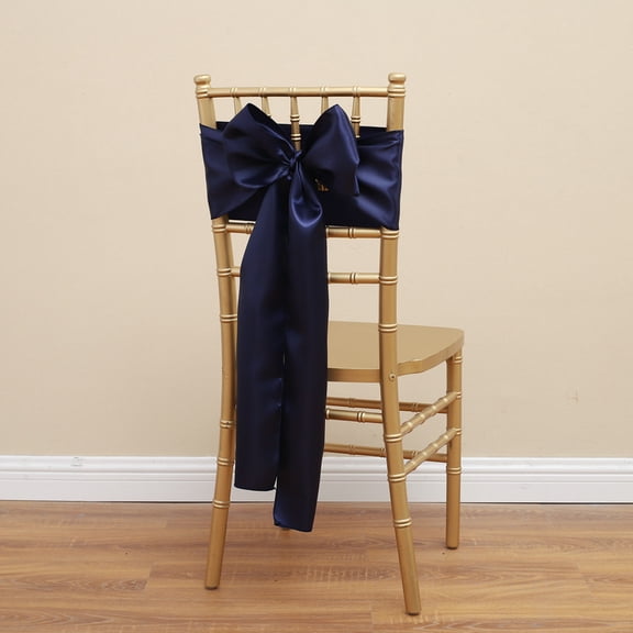 XmhyTop-A Dark Blue Chair Ribbons Back Sash - 17x275cm Polyester Decorative Sashes for Dining Chairs, 4 Pcs