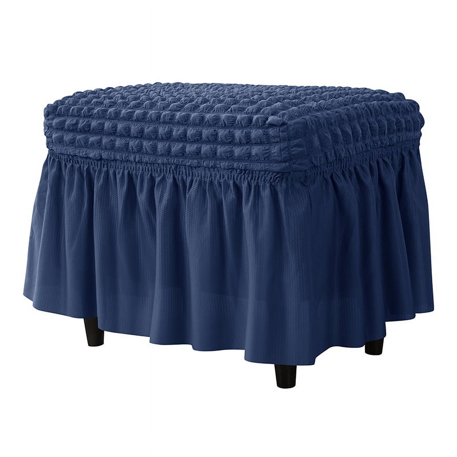 XmhyTop-A Dark Blue Stretch Stool Cover, S Size Rectangle Footstool ...