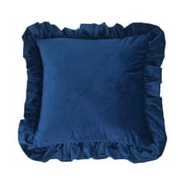 XmhyTop-A Dark Blue Velvet Pillowcase 45x45cm Throw Pillow Cover Backrest Cushion with Aesthetic Lotus Leaf Edge, 1 Piece