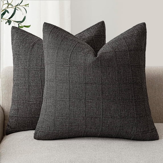 XmhyTop-A Dark Grey Decorative Pillow 2 Pack 45*45cm Farmhouse Pillow, Vintage Cushion, Boho Home Decor, Farmhouse Vintage Pillow, Minimalist Neutral Pillow