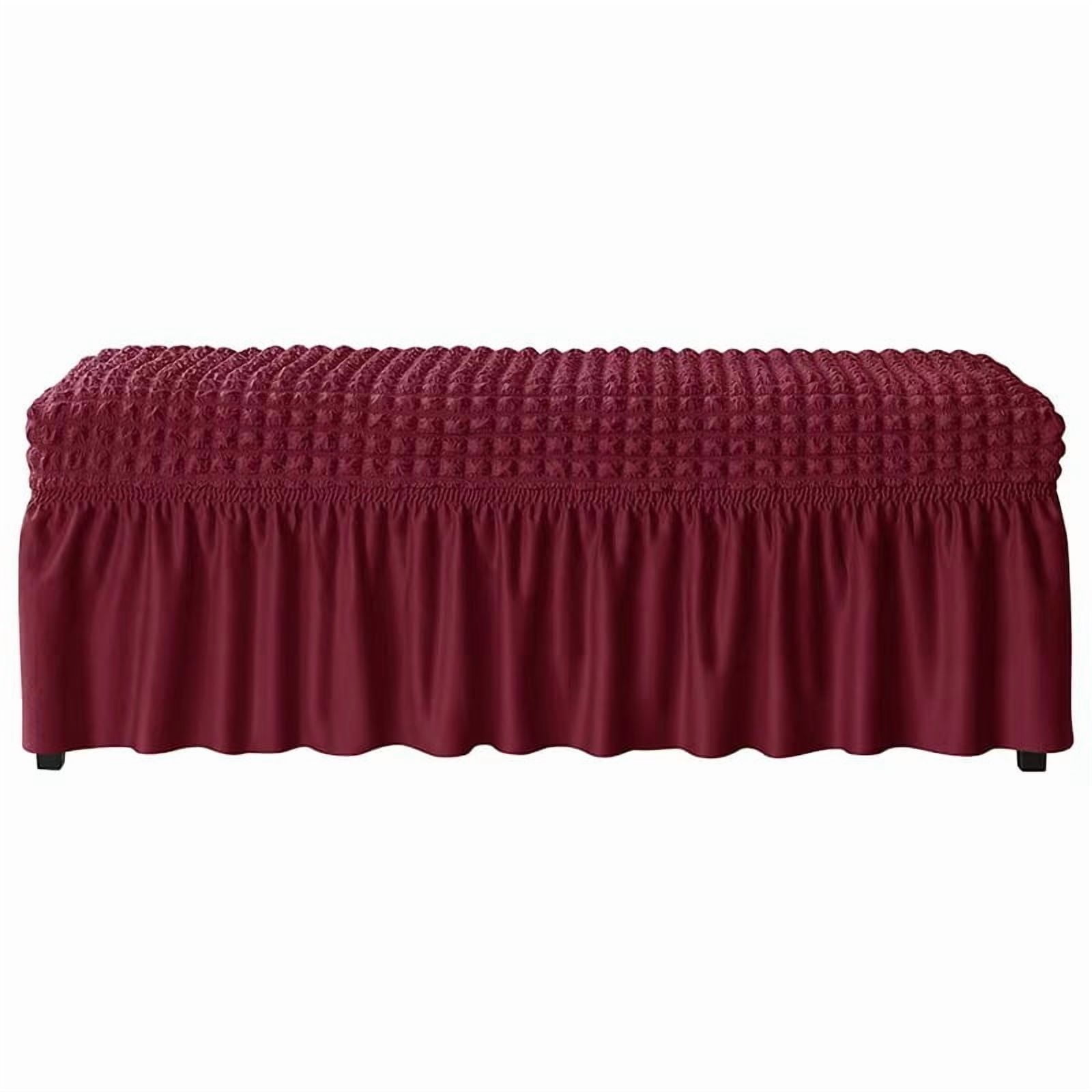 XmhyTop-A Dark Red Stretch Stool Cover, M Size Rectangle Footstool ...