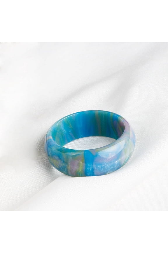 -A Elegant Acrylic Ring-Size 10-Statement Ring, Lightweight Modern Minimalist Ring,Blue