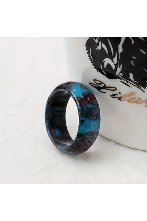 Elegant Acrylic Ring-Size 12-Statement Ring, Lightweight Modern Minimalist Ring,Blue Grey