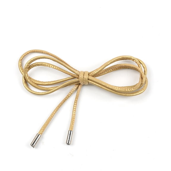 XmhyTop-A Fashion Round Rope Waist Chain 160cm Decorative Knot Thin Belt for Dresses, Adjustable PU Braided Belt,Gold