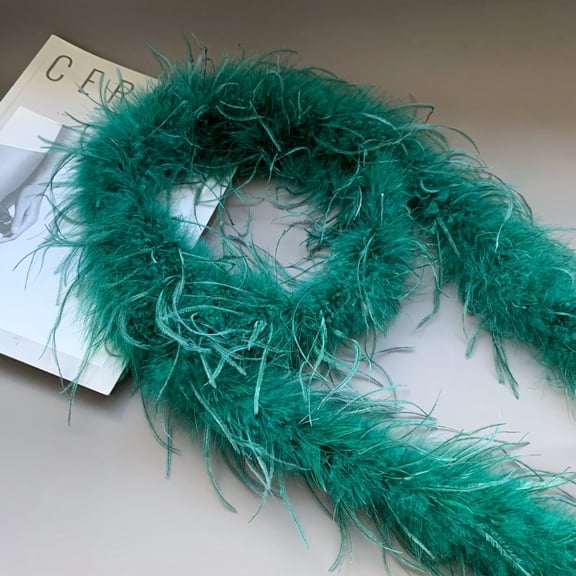 XmhyTop-A Feather Strips Feather Trim 2 Yards, Soft Artificial Feather Boa for Costume DIY, Decorative Feather Trim for Shawl Party Decor,F35