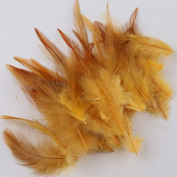 XmhyTop-A Feathers for Crafting,100pcs 3-5.9inch Craft Feathers,Bulk Feathers for Wedding Home Party,Dream Catcher Supplies and DIY Crafts,Gold Yellow