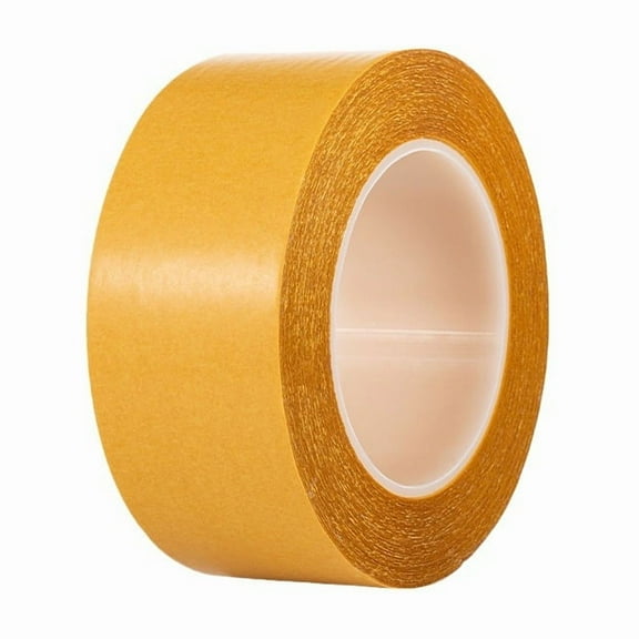 XmhyTop-A Fiber Mesh Double Sided Tape, 1cm Width 21 Yards Yellow Thin But Strong Adhesive Tape, Two Sided Thin Self Adhesive Tape High Tack, 1 Roll