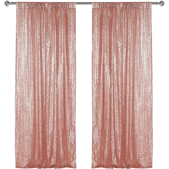 XmhyTop-A Glitter Curtains 2 Pieces 60X240cm - Sparkling Backdrop Curtains for Parties,Fiestas Decorar- Rose Gold