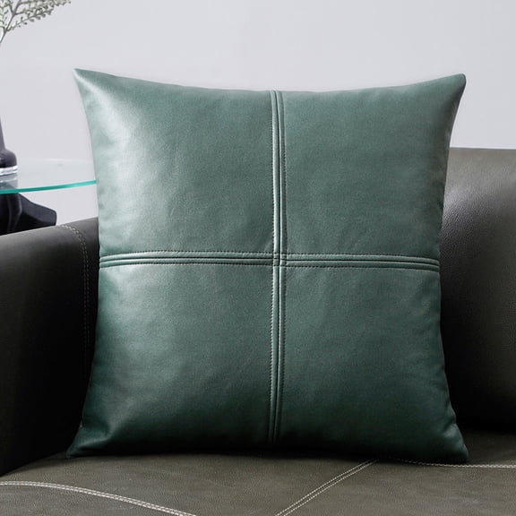 XmhyTop-A Green Decorative Throw Pillows 45*45cm Faux Leather Tech Fabric Cushions, Set of 2
