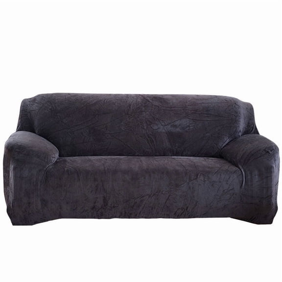 XmhyTop-A Grey Stretch Couch Cover, 3-Seater Plush Sofa Cover, Furniture Protector, Fitted Couch Slipcover, 1 Piece