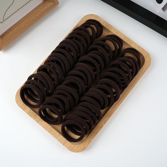 XmhyTop-A Hair Ties Headband Seamless Headband, Elastic Hair Rope Ponytail Holders No Damage Hair Ties, Soft Polyester Hair Accessories, Approx 100 Pieces,Dark Brown