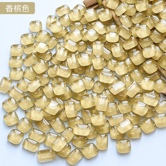 XmhyTop-A Irregular Glitter Glass Mosaic Tiles 200g Bulk Resin Mosaic Pieces for DIY Art Crafts,Tiles for Cups Picture Frames Home Decor,Style A,Beige