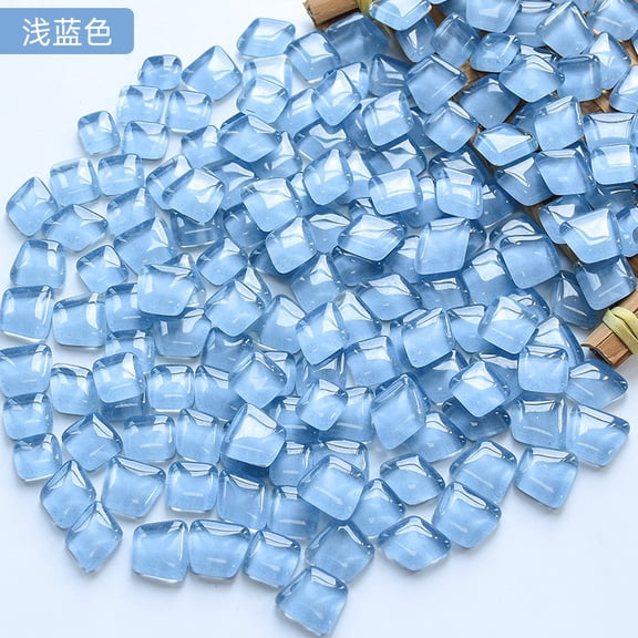 XmhyTop-A Irregular Glitter Glass Mosaic Tiles 200g Bulk Resin Mosaic Pieces for DIY Art Crafts,Tiles for Cups Picture Frames Home Decor,Style A,Light Blue